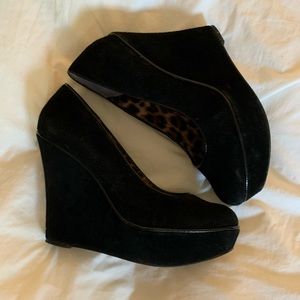 Black suede platform pumps from Betsey Johnson